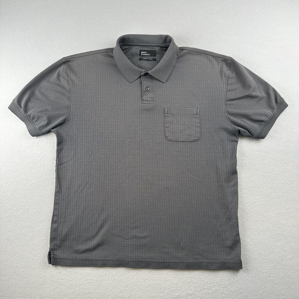 Marc Edwards Men's Gray Polo Swift Dry Shirt Short Sleeve Size L  Adult Casual‎